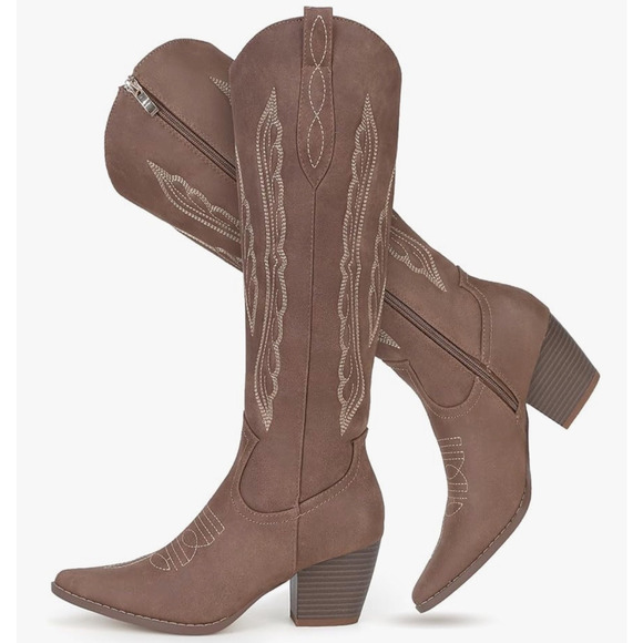 Brand New MaxMuxun Womens Cowgirl Boots Size 10 Soft Side Zip Up Low Block Heal - Picture 1 of 8